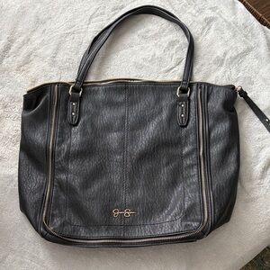 Jessica Simpson Black Leather Tote Bag